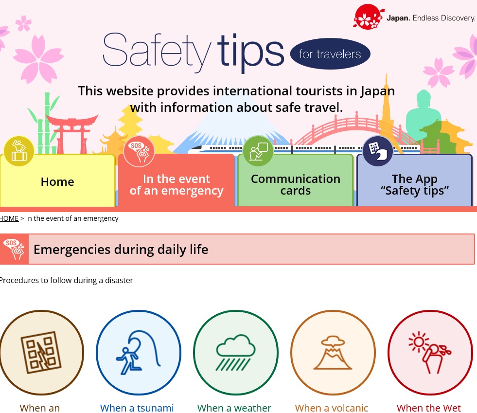 "Safty Tips" for travellers Dive Japan